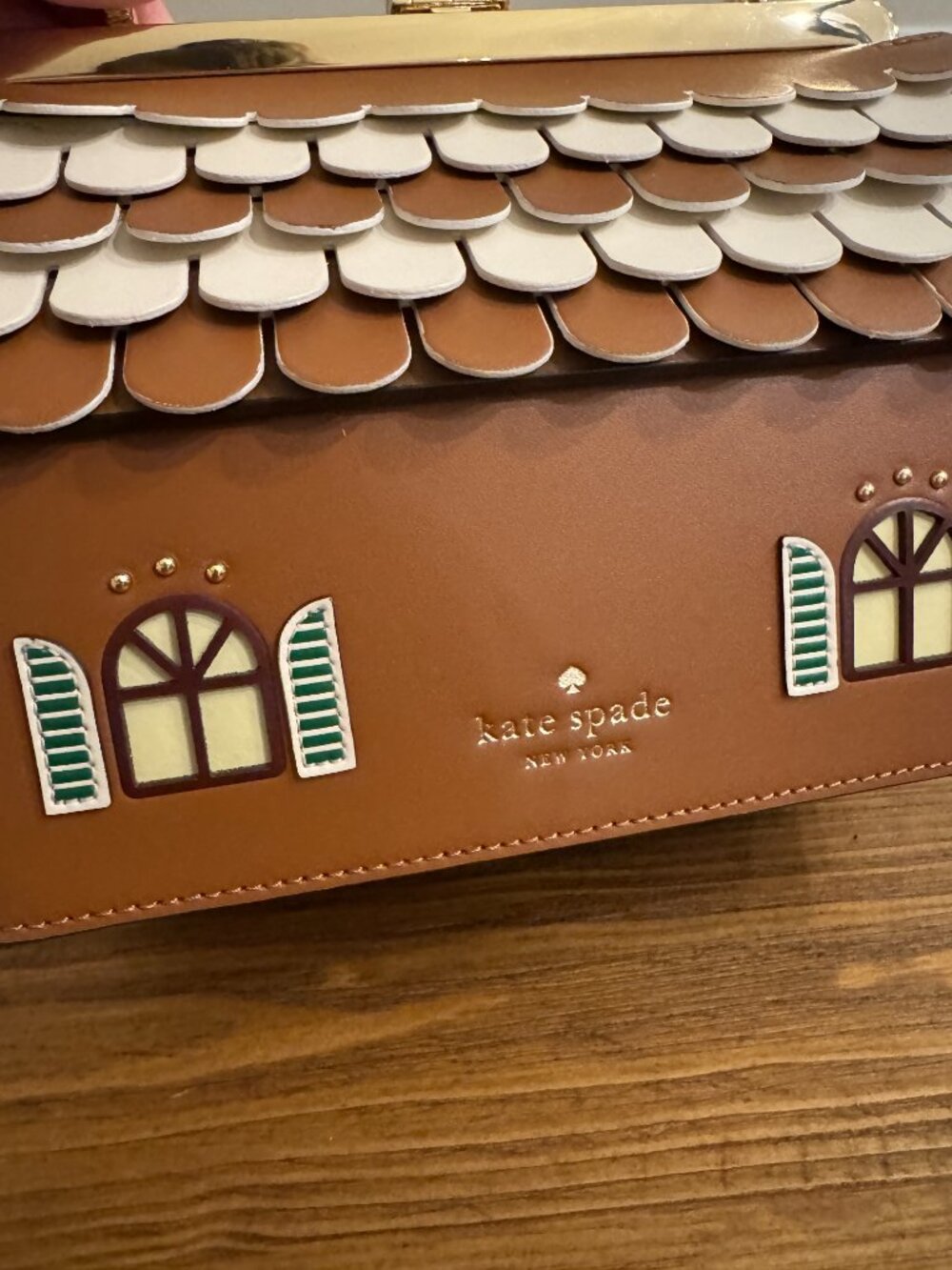 Kate Spade Handbag Gingerbread House Crossbody Brown - Picture 6 of 14